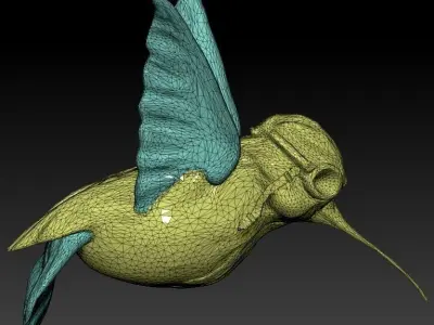 COLIBRi hummingbird with goggles Low-poly 3D model