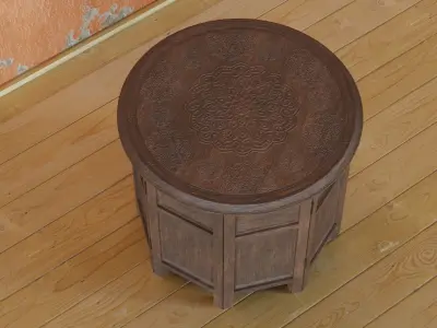 Mosaic Wooden Table Low-poly 3D model