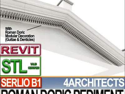 Roman Doric Pediment Serlio Block B1 3D print model