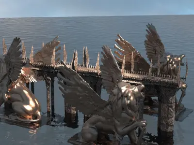 Lions Ancient Bridges 3D model