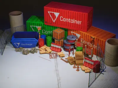 Stylized Industry Low-poly 3D model