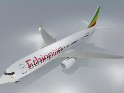 Ethiopian Airlines Boeing 737-800 low poly 3D Model Low-poly 3D model