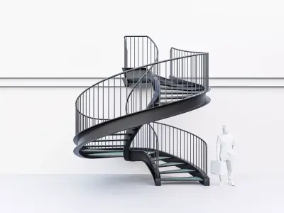 Industrial Spiral Stairs Low-poly 3D model
