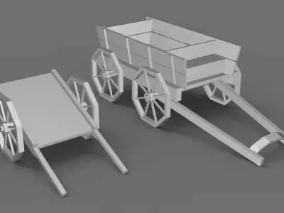 Low Poly Stylized Carts Lowpoly 3D model Low-poly 3D model