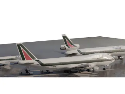ALITALIA BOENG 747-143 BOENG 727-200 AND DC-10 3D model