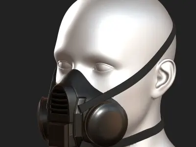 Gas mask respirator Black plastic  Low-poly 3D model