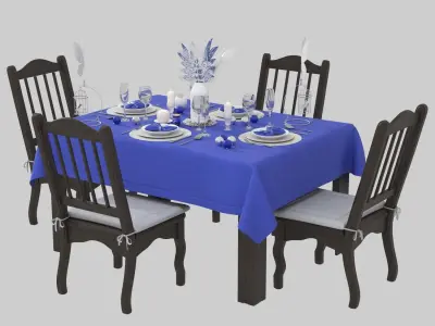 New Years table setting 3D model