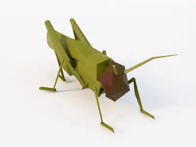 Grasshopper low poly 3d model origami Low-poly 3D model