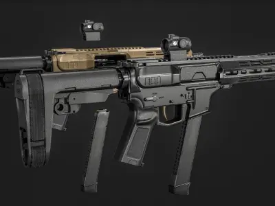 CMMG MKGs Banshee 9mm AR Pistol Low-poly 3D model