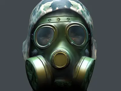 Gas mask helmet 3d model military combat Low-poly Low-poly 3D model