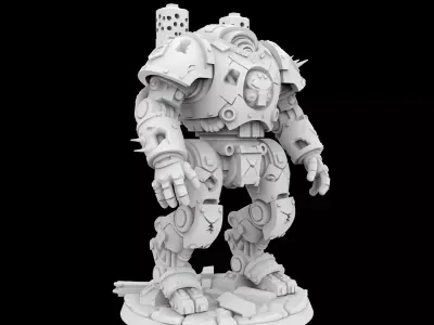 Battle Damaged Robot Mech 3D Printable Model  3D print model purchase