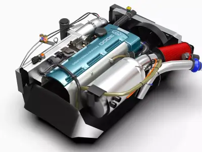 2JZ GTE VVTi Turbo Straight 6 Engine Low-poly 3D model