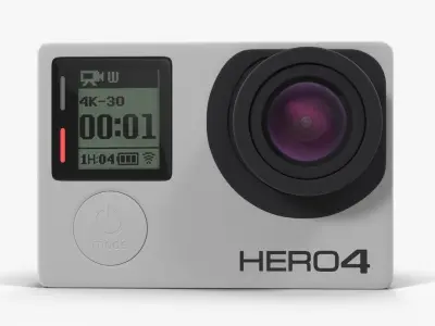 GoPro Hero 4 Black OnOff Low-poly 3D model