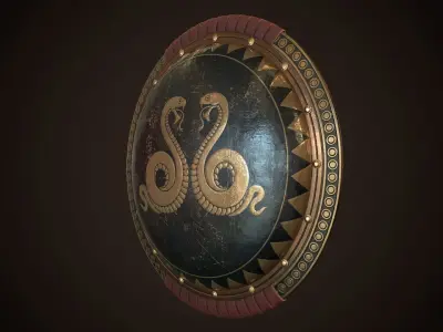 Hoplite Shield Snakes Low-poly 3D model