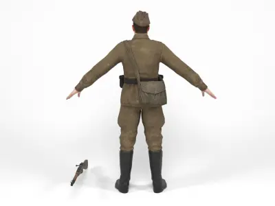 Soviet soldier 2 Low-poly 3D model