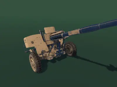 Howitzer machine gun Low-poly 3D model