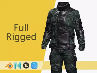 Rigged Outfit Low-poly 3D model