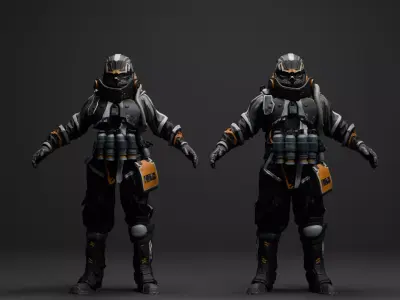 Sci Fi Engineer Characters Male Female Fully Rigged Animated Low-poly 3D model