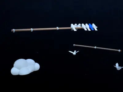 Joseph Birds Mobile by Samuel N Bernier Free 3D print model