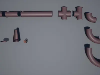 Modular Pipeworks Low-poly 3D model