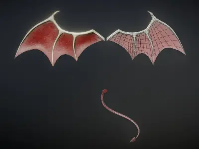 Demon Wings and Tail Low-Poly Low-poly 3D model purchase