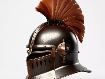 Rusted Medieval Knight Helmet 3D model