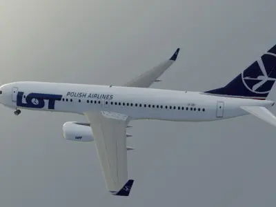 LOT Polish Airlines 737-800 low poly 3D model with cockpit  Low-poly 3D model