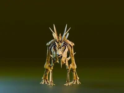 Realistic Ancient Reptilians Fossil - Stegosaurus Low-poly 3D model