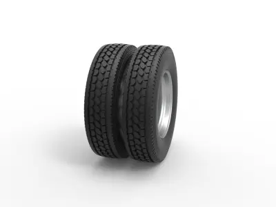 10 Oval Hole Rear double wheel of semi truck Scale 1 to 25 3D print model