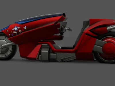 Free Akira Bike Futuristic Sci-Fi Motorcycle 3D Model Free low-poly 3D model