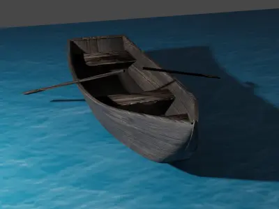 Wooden Boat Low-poly 3D model