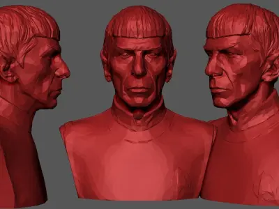 Mr Spock Bust  Polygonal 3D print model