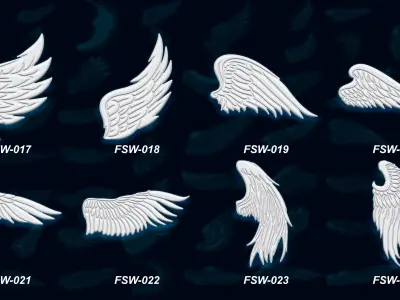 55 stylized wing 3d model and alpha 3D model