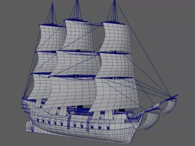 Pirate Ship Low-poly 3D model