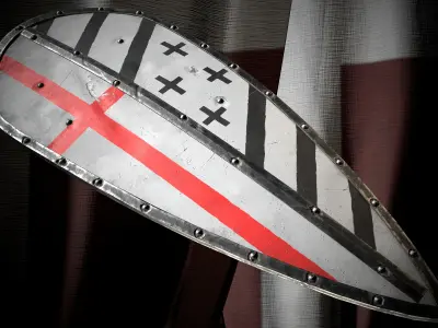 Medieval templar knight big shield Low-poly 3D model