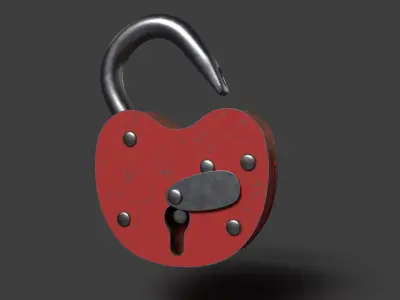 Padlock Mid Poly with Loop Rivets Keyhole and Cap 3D model