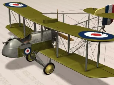 De Havilland DH 2 Fighter Aircraft - WWI - 1916 - Lt DH Geary - 3D model