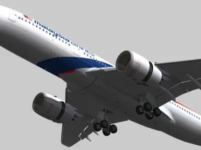 Airbus A350-900 XWB Malaysia Airlines livery 9M-MAB Low-poly 3D model