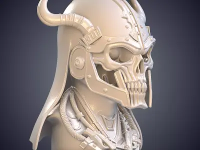 Horned Skull Warrior Bust Statue PM-970 3D print model