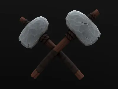 Stylized Primitive Axe Low-poly 3D model
