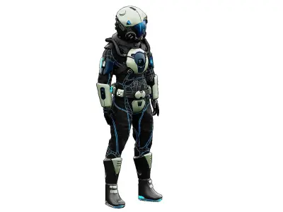 CYBER ASTRONAUT-F  Rigged for Unreal Engine - Unity - MIXAMO 3D model