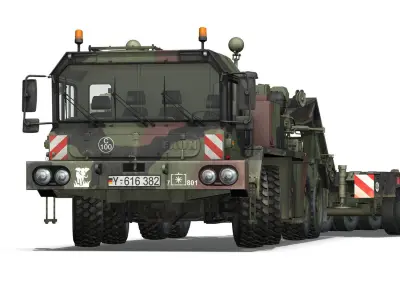 Faun STL-56 - Heavy Duty Tractor with 52 ton Semi-Trailer 3D model