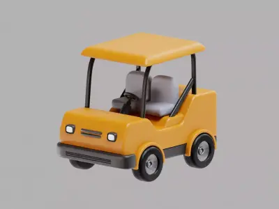 Golf Cart Cartoon Low-poly 3D model