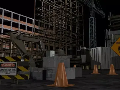 Construction Collection Set site at night 3D model