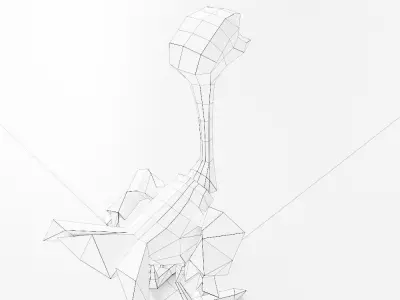 Ostrich Bird low poly 3d model  Low-poly 3D model