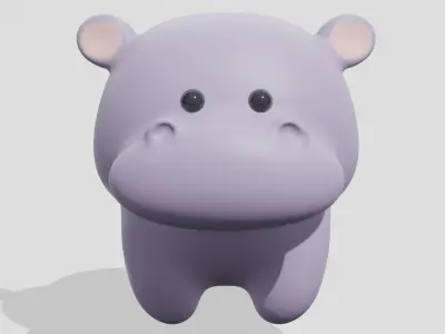 Cute little hippo  3D model