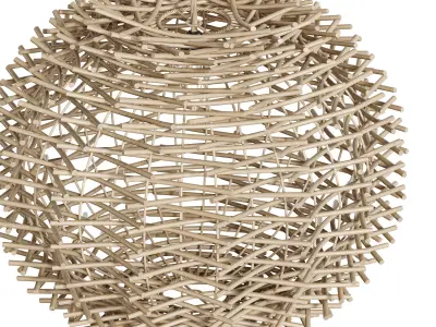 Bird Nest Rattan Lampshade Pendant Light 3D model