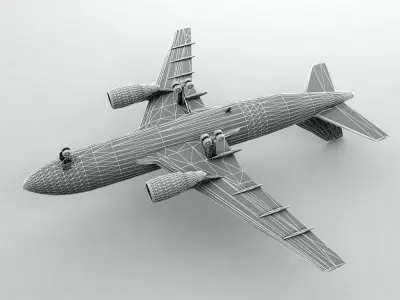 Airbus A310-300 Airliner - Generic White Low-poly 3D model