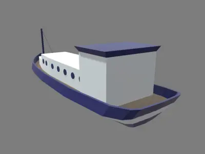 Low Poly Boat 04 Low-poly 3D model