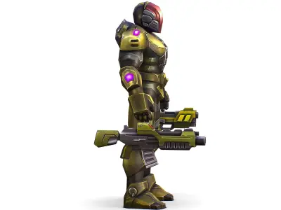 Sci-Fi Man Cyborg male Drone Trooper Soldier Low-poly 3D model